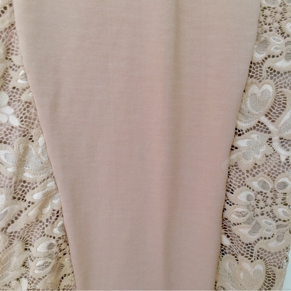 Bebe Bodycon Cocktail Dress w/ Lace, Size S, Taupe/Beige - Picture 10 of 12